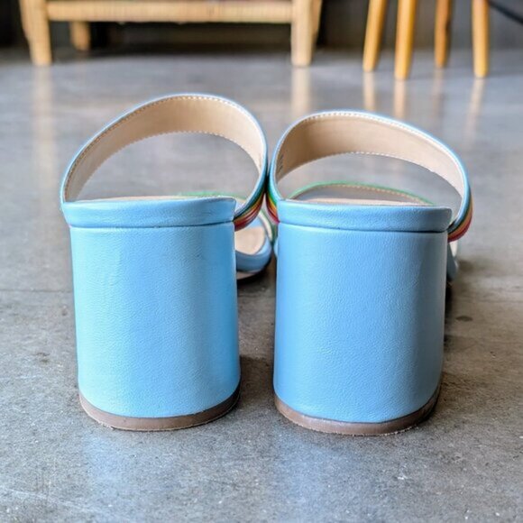 Ann Taylor Machelle Rainbow Leather Block Heel Sandals size 9M - Picture 4 of 11